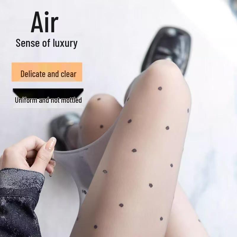 Polka Dot Ultra-Thin Black Women's Stockings: 0D High Transparency, Durable, Non-Slip, Anti-Snag for Summer
