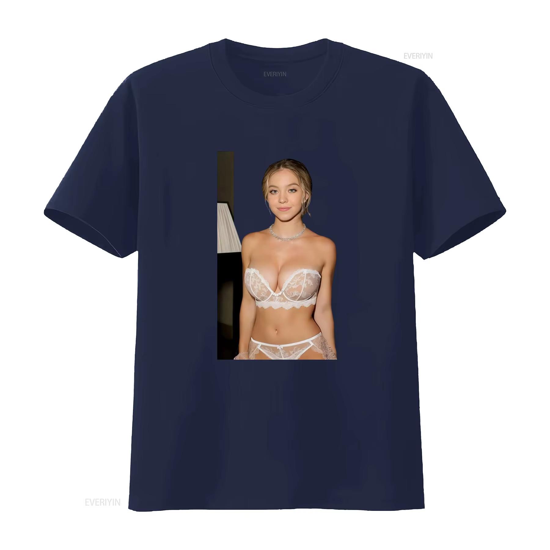 

Sydney Sweeney Inspired T Shirt Stylish and Trendy for Fashion Lovers Vintage Washed Streetwear Stretched Unisex Comfortable 4XL