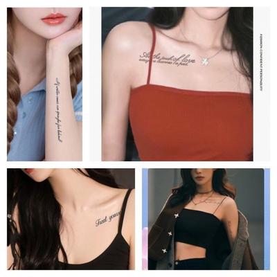 Merry Lady Tattoo Sticker Schrift Englisch Tattoo Sticker Wasserfest Henna Tattoo Tattoo Sticker 5er Set, 5 Stück, Schrift Tattoo