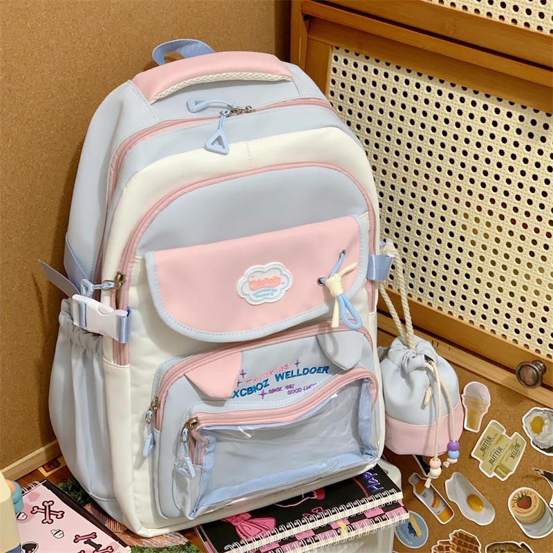 School Bag Contrasting Color School Bag Female High Value Sweet Beauty Child