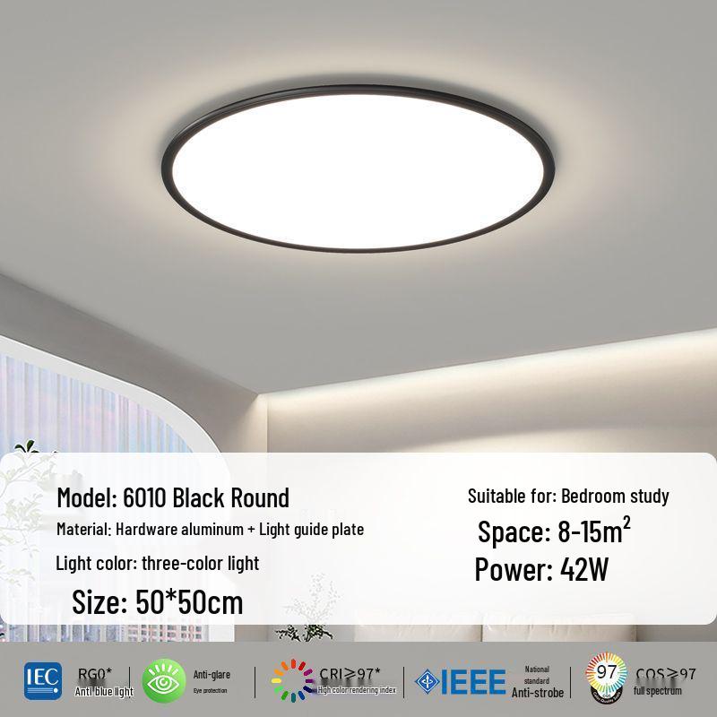 Ultra-Thin Minimalist High-Brightness Modern Ceiling Light Set with Anti-Blue Light for Bedroom and Guest Room