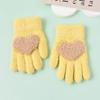 2Pairs Cute Children's Warm Gloves Heart Shaped Solid Plush Gloves  for Kids Toddler