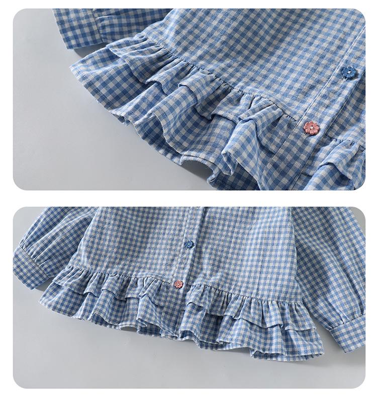 Girls' Floral Plaid Shirt - Spring/Autumn 2025 Fashion for Children