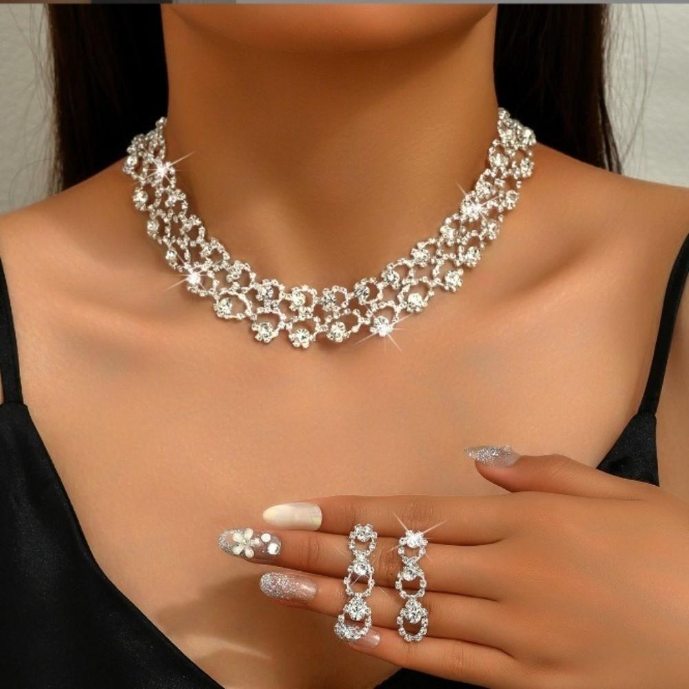 Luxury Necklace Earrings Set Choker Neck Chain Fashion Stud Earrings Gift Giving