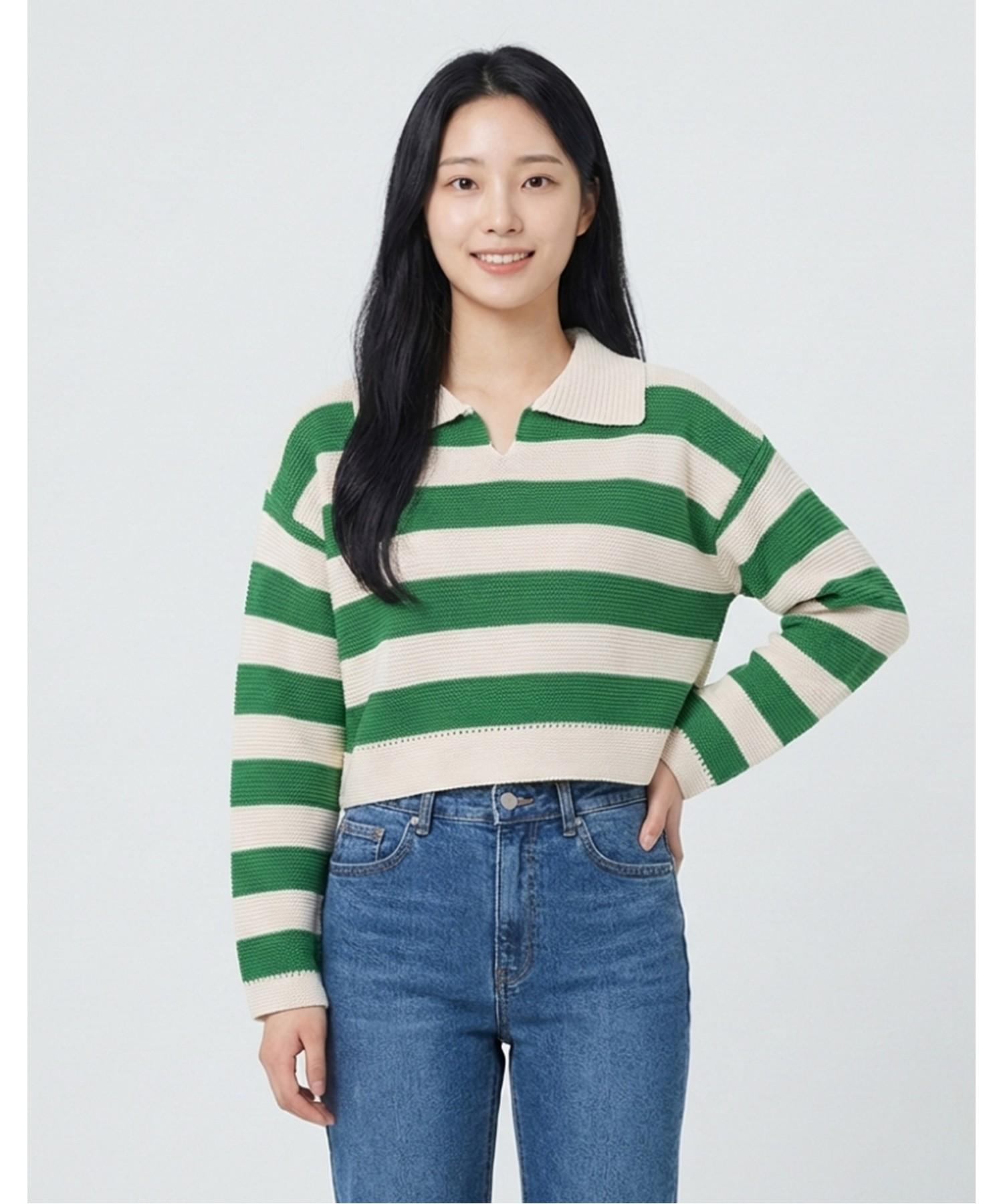 Ecole De Paris Two-Tone Collared Knit_Rb32Kkcm30Z Brown(Br)/F(Free)