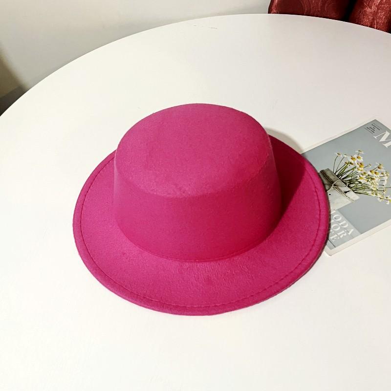 British Black Woolen Hat Men's Fashion Trendy Casual Versatile Stage Hat Men's Performance Flat Top Hat Women