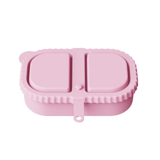 

Многоразовый силиконовый контейнер для закусок с 2 отделениями, герметичный контейнер для хранения продуктов для соусов, орехов, можно мыть в посудомоечной машине, коробка для хранения закусок B розовый