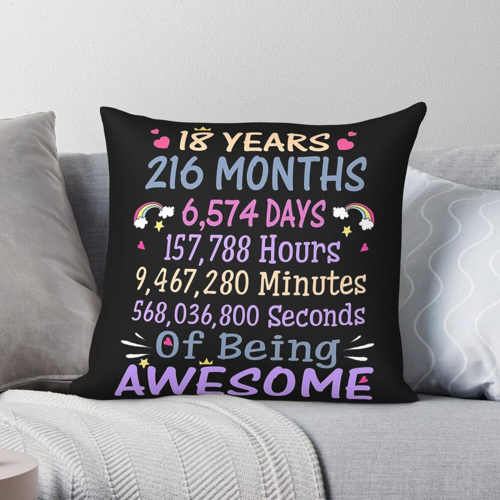 th Birthday Being Awesome Pillowcase Polyester Linen Velvet Pattern Zip Decorative Pillow Case Sofa Cushion Cover