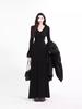 Small High-end Black Knitted Dress Spice Girl Pure Desire Autumn and Winter Coat with Bottom Dress