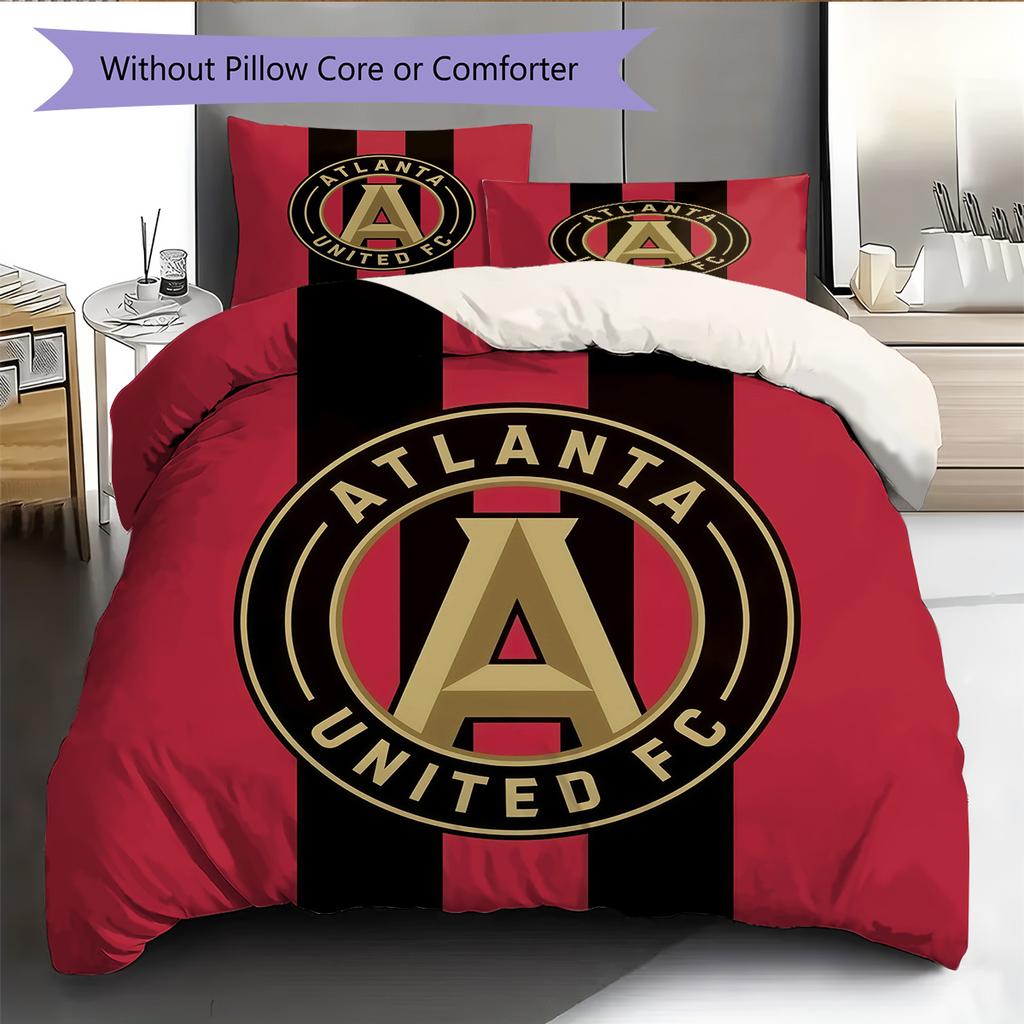 Atlanta United FC Pattern Bedding Quilt Set  Home Decoration  Gift (1 * duvet cover + 2 * pillowcase  without core)