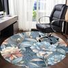 1PCFloral Pattern Office Round Area Rug,  Mat Suitable For Office, Under Office Chairs Bedroom Living Room Home Decor, Room Deco