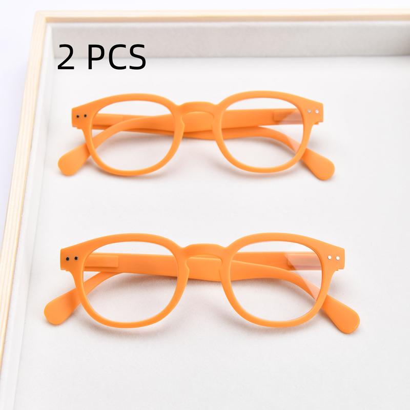 2Pcs Suit Round Reading Glasses Women Glasses Frame Retro Prescription Frames Men Orange Eyeglasses Frame Spring Hinge