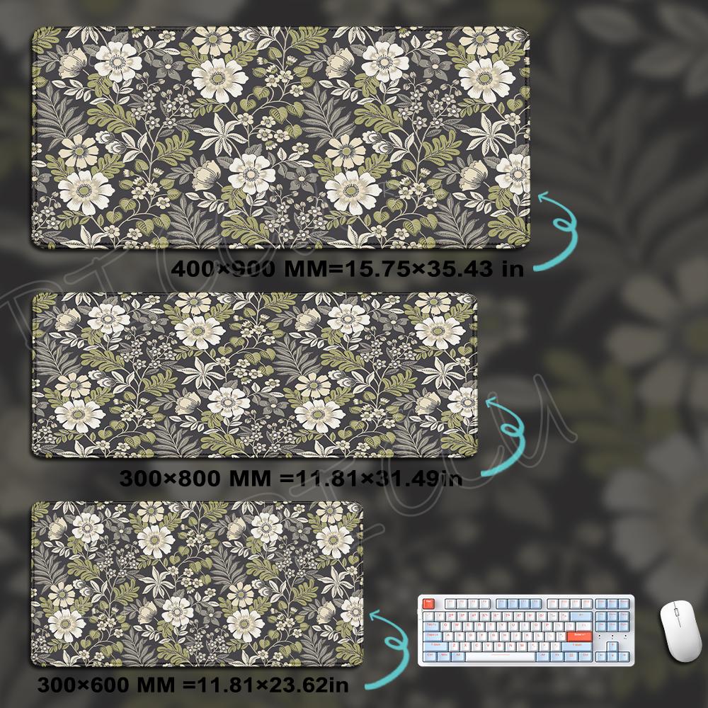 Mouse Pad Gamer Green Flowers And Plants XL Computer Mousepad XXL Mechanical Keyboard Pad Natural Rubber Mouse Mats Soft Carpet
