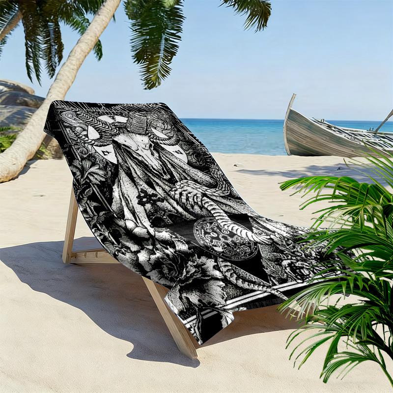 Satan-Print Strandtuch, Großes Weiches Schnelltrocknendes Handtuch für Strand Camping Schwimmen