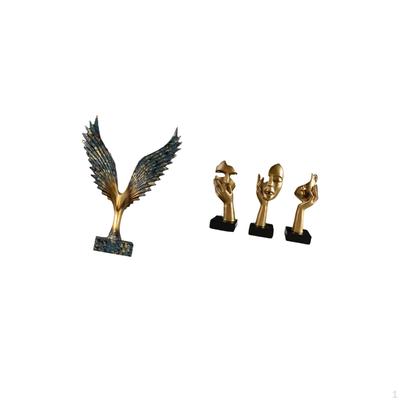 Resin Spreading Wing Thinker Statue Sculpture Feng Shui Ornament Decorative Tabletop Crafts