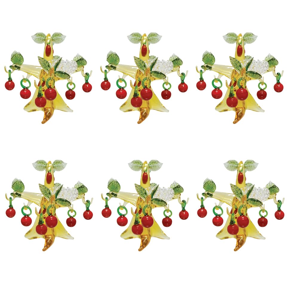 

Four Cart Cute Handmade Glass Craft Apple x Set Nest Tree 6-Piece