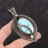 Larimar Pendant Copper Wire Wrapped Pendant Unique Style Pendant Handmade Genuine Gemstone Pendant Copper Wire Wrap Jewelry Anniversary Gift
