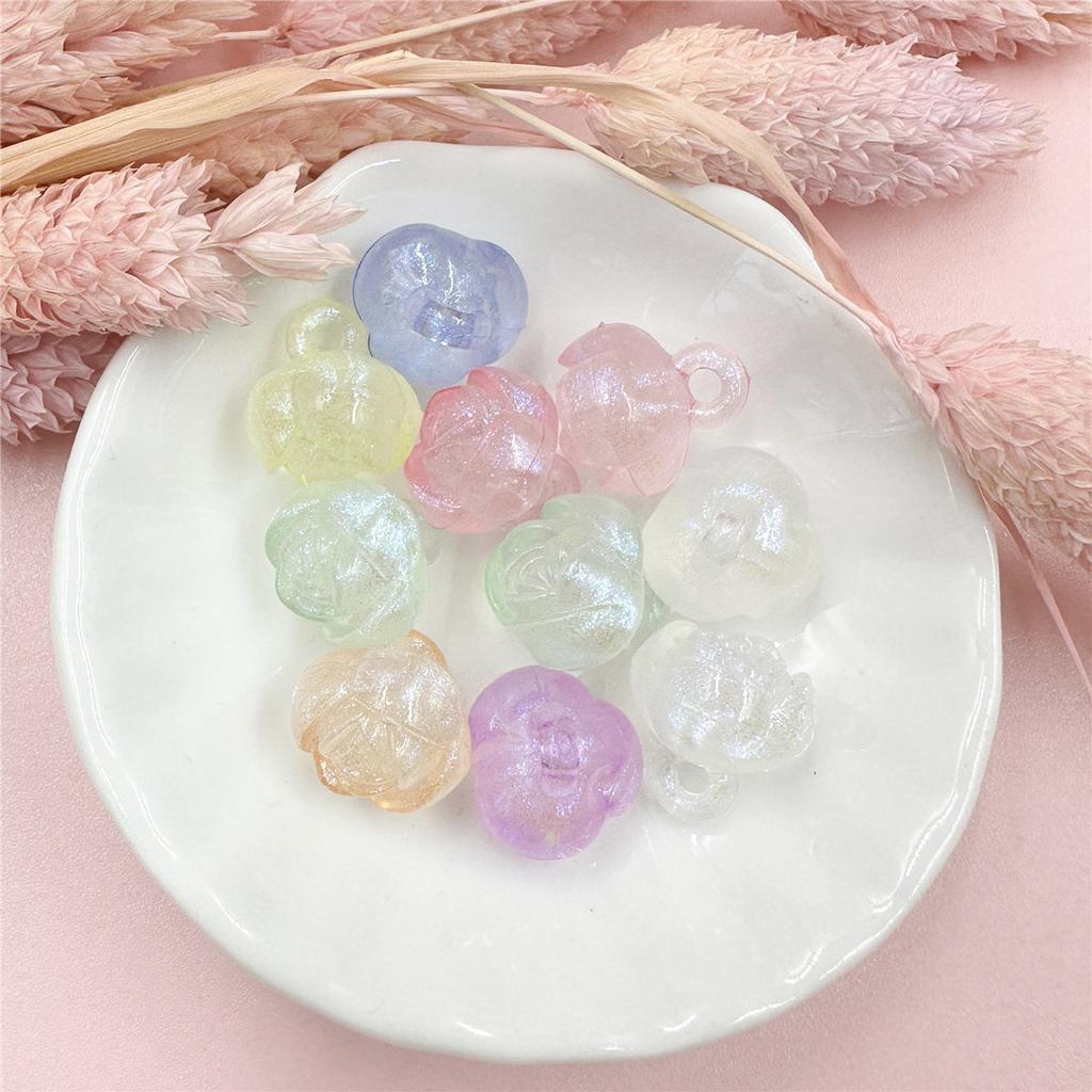 Rose Beads 10Pcs 14*15.5mm DIY Jewelry Accessories Ncklace Acrylic Flower Pendant Fashion High Quantity Popular