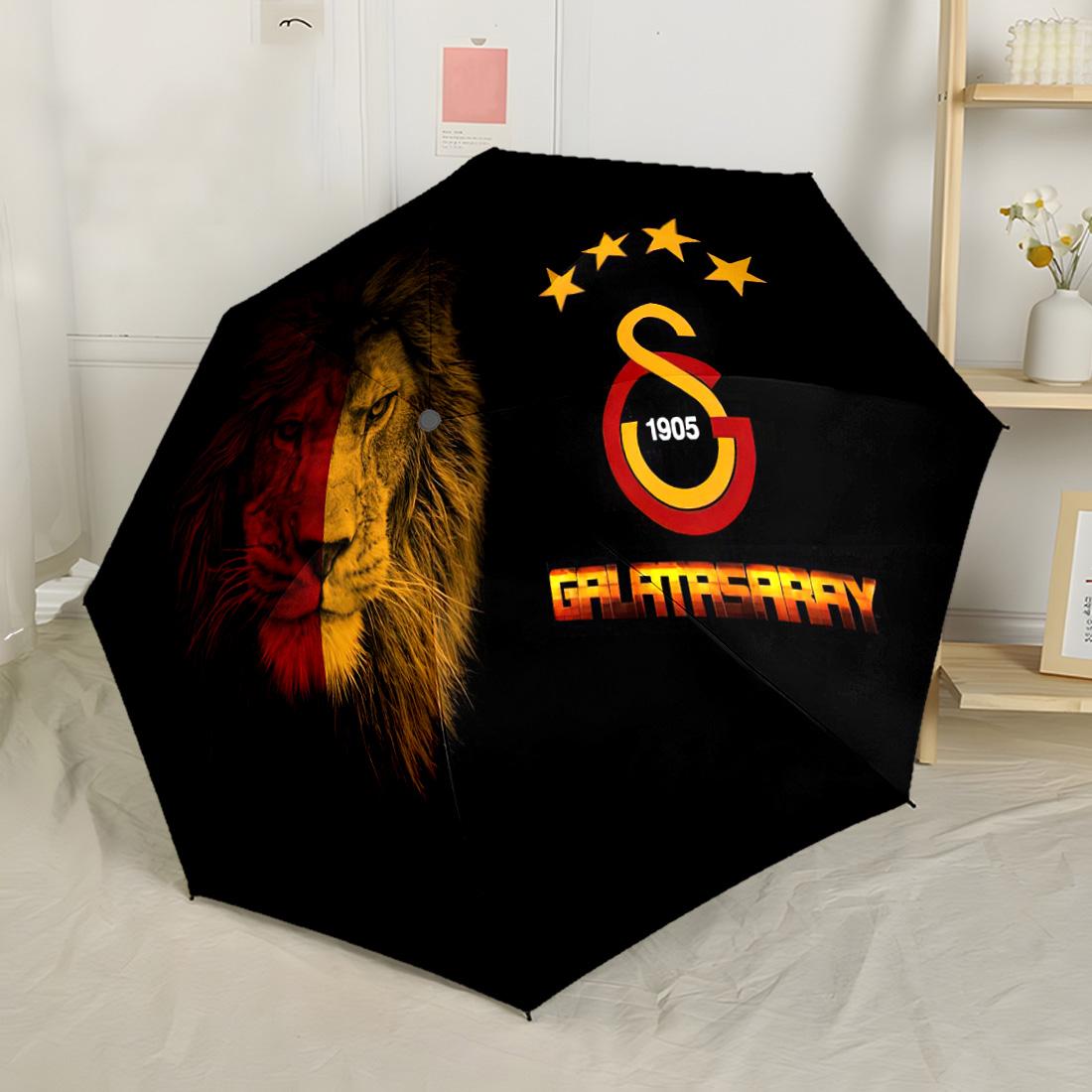 Galatasaray Sonnenuntergang Logo Automatischer Regenschirm Kompakt 8 Speichen Gewicht Reise-Essential Modisches Accessoire Am besten für Weihnachten
