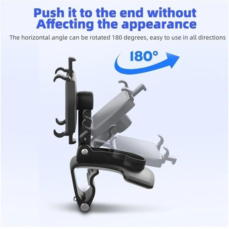 Car Phone Holder 360 Rotatable Adjustable Dashboard Sun Visor Mount for 3-7 Inch Mobile GPS Navigation