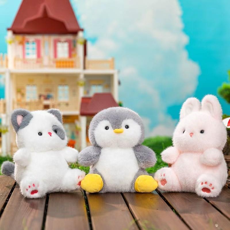 Plush Penguin Bear Rabbit Toy With Short Pile Soft Fabric For Kids And Collectors