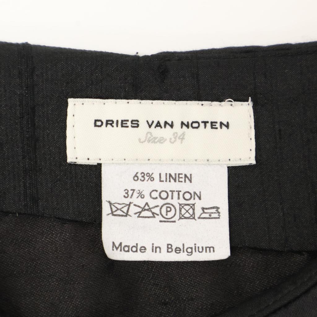 DRIES VAN NOTEN Black waist ribbon belt cotton and linen pleated skirt skirt 34 blackUsed