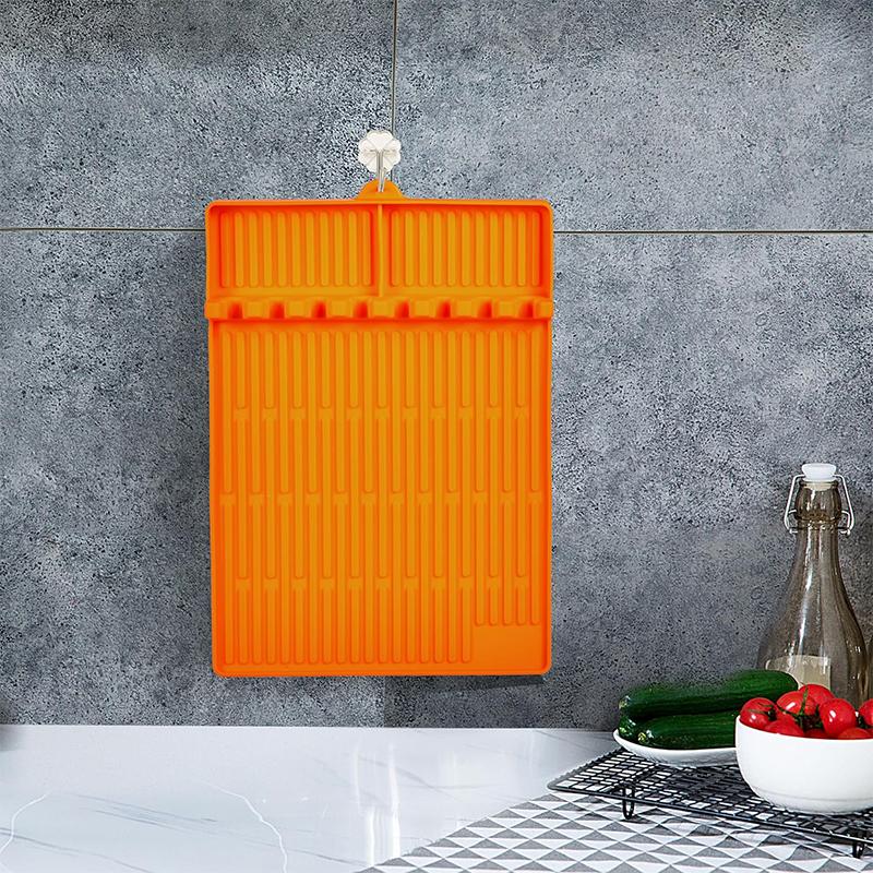 LMETJMA Large Silicone Griddle Tools Mat for Blackstone Heat Resistant Spatula Mat with Drip Pad BBQ Grill Tool Rest Mat JT485