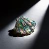 Vintage Shell Brooch Pendant With Geometric Inlay For Women And Men