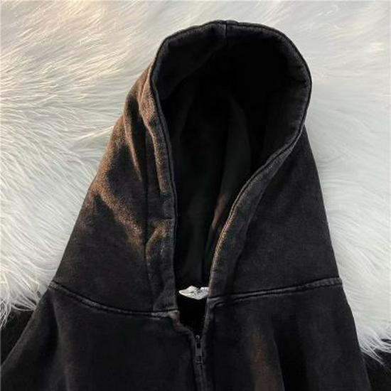 Retro Washed Distressed Men's Hooded Sweater Cardigan - Japanese Casual Spring/Autumn Style