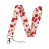 Leopard Print Heart-shaped Strawberry Mobile Phone Lanyard, Bus Card, Student Card, Work Certificate Hard Shell Multi-functional Card Case Lanyard