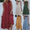 Amazon Independent Station Cross-border Summer New Products European and American Sleeveless Pleated Skirt Loose V-Neck Long Dress