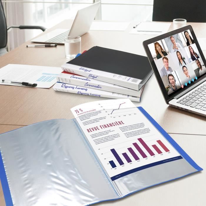 Protège documents - waytex - 931335b - 120 vues - 60 pochettes - bleu