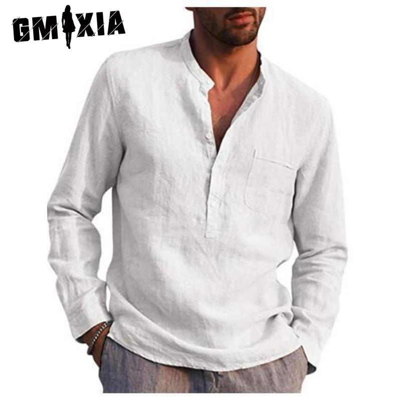 

Хлопковая футболка с длинным рукавом GMXIA, мужская модная свободная футболка с принтом «Сострадательная» S белый