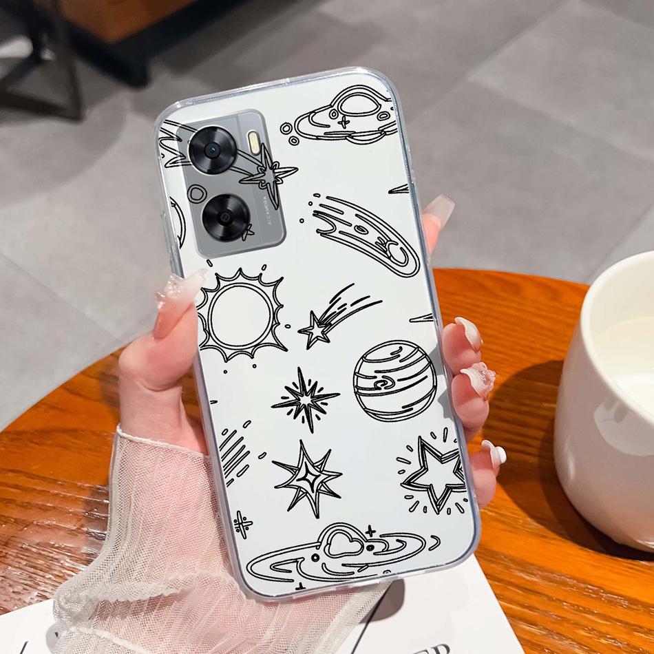 For Oppo A77 A77S Phone Case Colorful Flowers Patterns Back Cover For OppoA77 A77 S 2022 Soft TPU Transparent Silicone Bumper