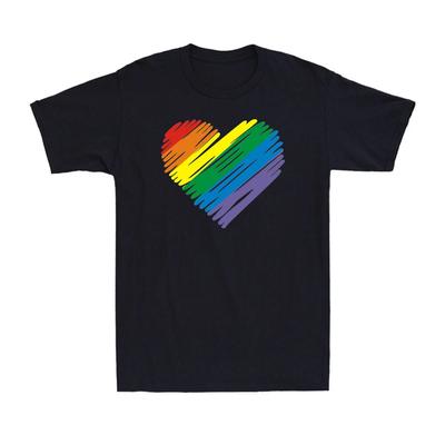 Love Rainbow Heart Shirt Rainbow LGBT Gay Pride Men's Cotton T-Shirt