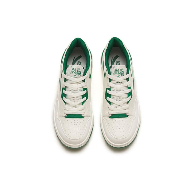 Anta Flame 4.0 Slip Resistant Abrasion Resistant Low top Skateboard Shoes Men's White Green Sneakers 112328081-5