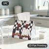 1pc Tissue Box, Flat Style Two Chefs Presenting Fine Dishes Pattern, 2D Flat Printing, Made From Tough Polyester, Strong And Firm, Tissue Organizer, F