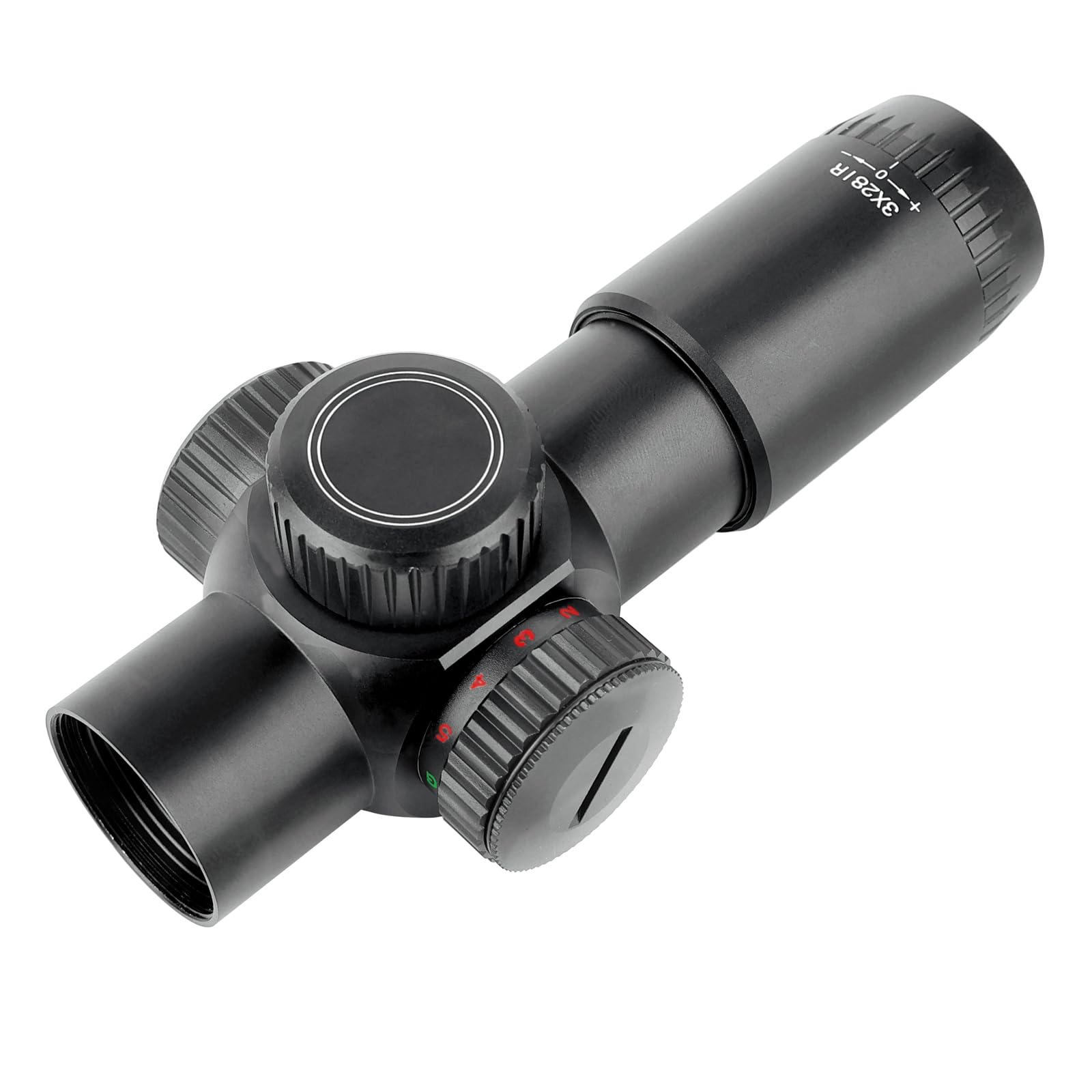 

SKEERY 3x28IR Riflescope, 3x Fixed Magnification, Compact Scope, Red and Green Brightness Adjustable in 5 Levels, Short Scope for Airsoft, with 20mm