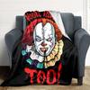 1pc It "Clown" Flannel Throw Blanket - HD Printed Lightweight Soft Warm All-Season Blanket for Sofa, Bed, Travel, Camping003