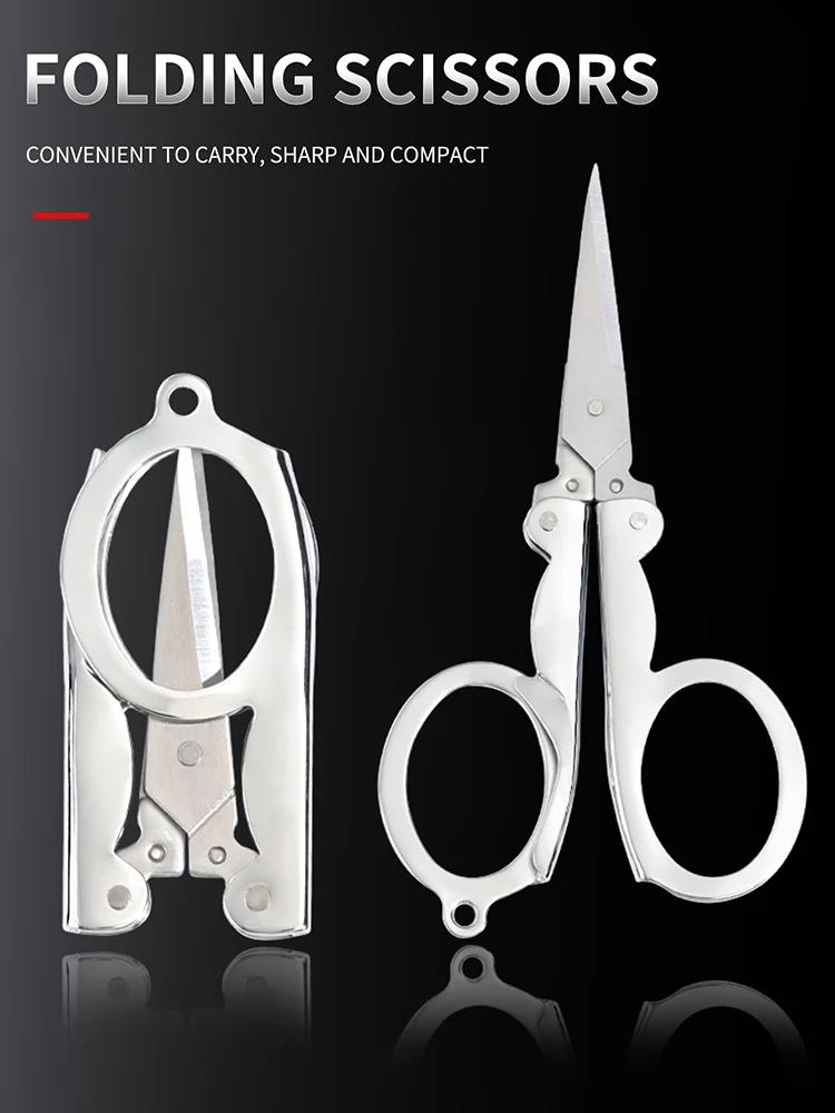 

1/3pcs Stainless Steel Folding Nail Scissors Portable Travelling Scissors Fish Line Scissors Nose Hair ScissorsTailoringScissors