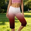 Women's High Waist Capri Pants with Pockets and Button Closure Casual Athletic Yoga Pants with Printed Design Comfortable Fit