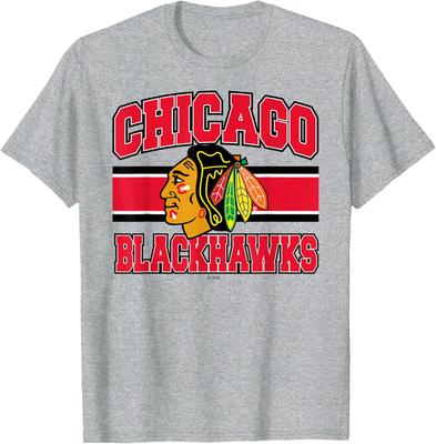 Chicago Blackhawks Stripe Gray Officially Licensed T-Shirt