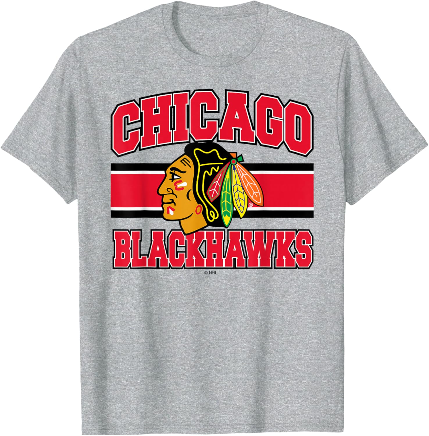 Chicago Blackhawks Stripe Gray Officially Licensed T-Shirt S