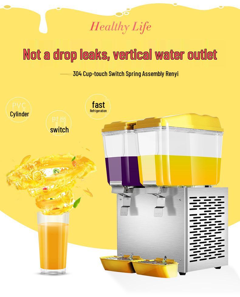 Tenggong Hot & Cold Beverage Dispenser with Dual & Triple Cylinder Options for Juices and Milk Tea, Self-service Stirring Spray