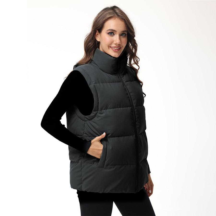 Women's Oversized Puffer Vest Stand Collar Zip Up Warm Sleeveless Coat For Spring Fall AJM-00001