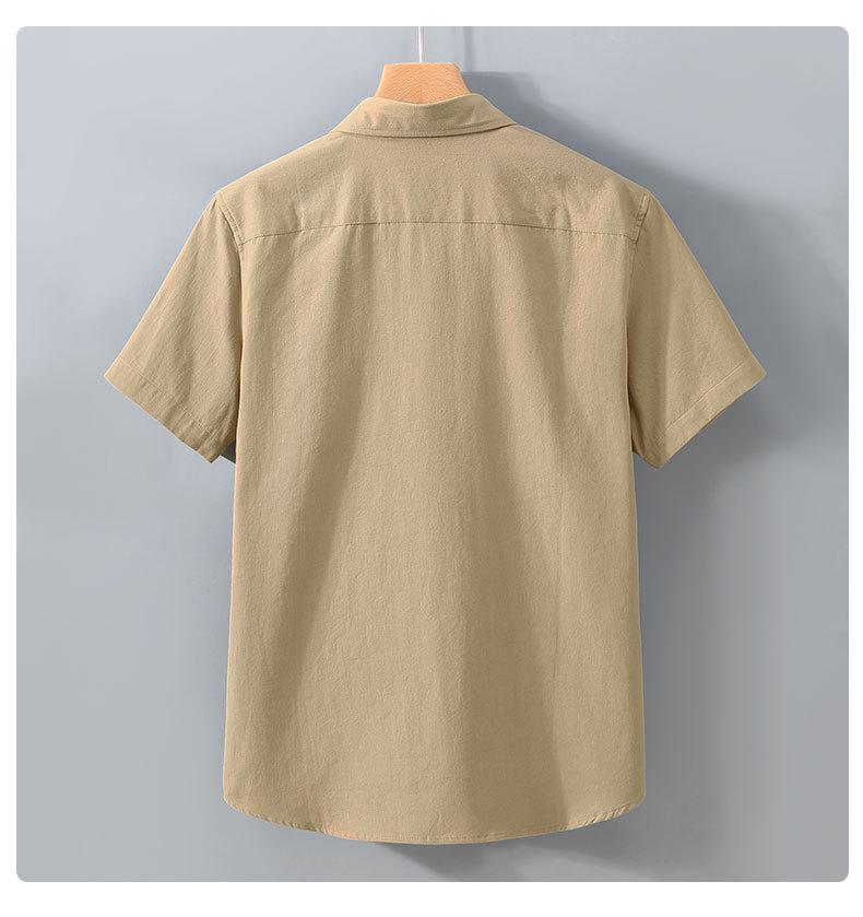 Men's Summer White Casual Double Pocket Cotton Shirt