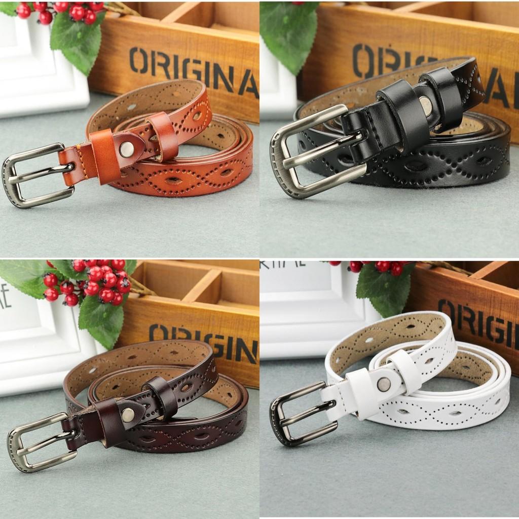 Leaf Genuine Graphic Leather Women Waist Belt Retro Pin Closure Daily Decoration