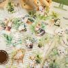 Momo PET White Ink Green Plant Sticker Pack: 30 Sheets, 6 Designs for Journal DIY Decoration