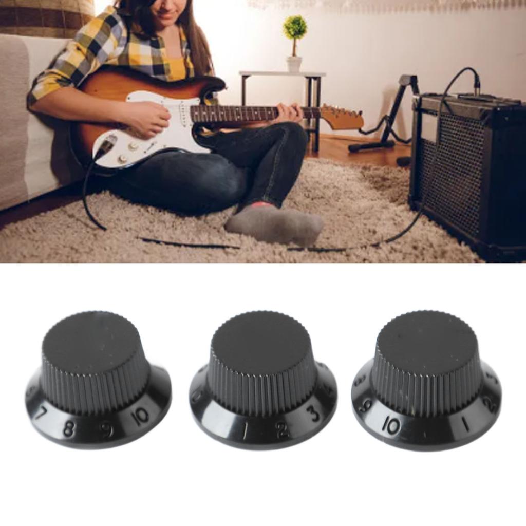 3Pcs Guitar Control Knob 1 Volume 2 Fit Top Plastic Set Kit Instrument Accessory Replacement
