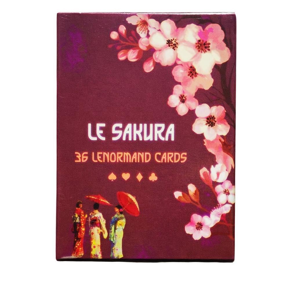 Las Cartas Lenormand Sakura - Baraja de 36 Cartas con Palabras Clave - Cartas Oráculo Temáticas de Flor de Cerezo Japonés 9*6cm